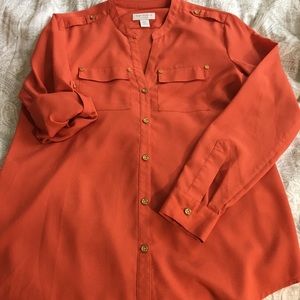 Orange Charter Club button down blouse